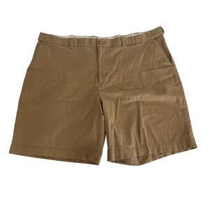 Oak Hill Mens Khaki Chino Shorts Tan Flat Front Stretch Size 50 Vacation Summer